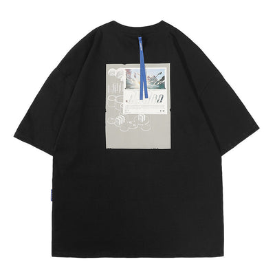 Camiseta Hombre Estampado Retro Cuello Redondo Manga Corta Bolsillo - Image 3
