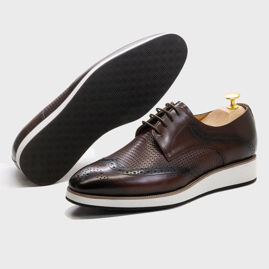 Zapatos Derby Tejidos Punta Fina - Calzado Casual de Cuero para Hombre - Image 12