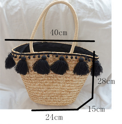 Bolsa Tote Tejida Estilo Occidental de Gran Capacidad con Asa Simple - Image 17