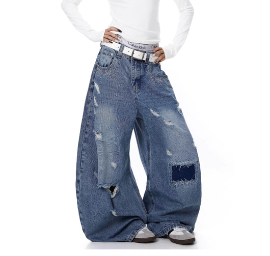 Jeans Curvy Desgastados con Parches Lavado Vintage - Image 7