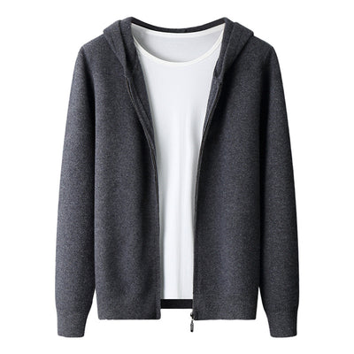 Cardigan Cashmere con Capucha para Hombre - Abrigo Casual Grueso con Cierre - Image 5