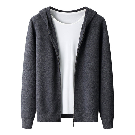 Cardigan Cashmere con Capucha para Hombre - Abrigo Casual Grueso con Cierre - Image 5
