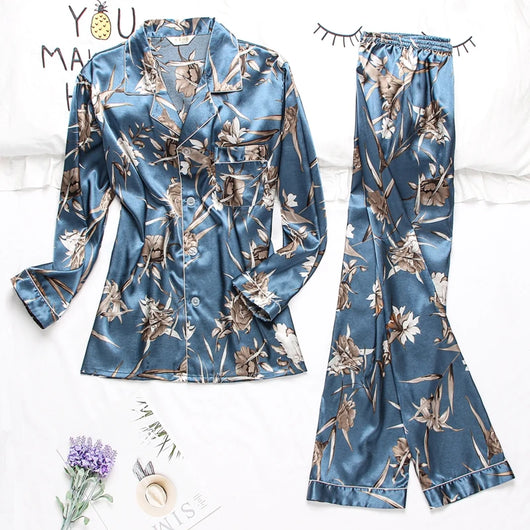 Pijamas de Seda para Parejas - Manga Larga Fresca y Cómoda - Image 39