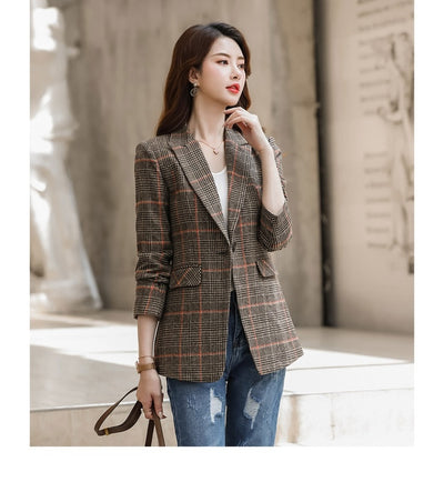 Blazer Cuadriculado Mujer con Cintura Ajustada - Image 15