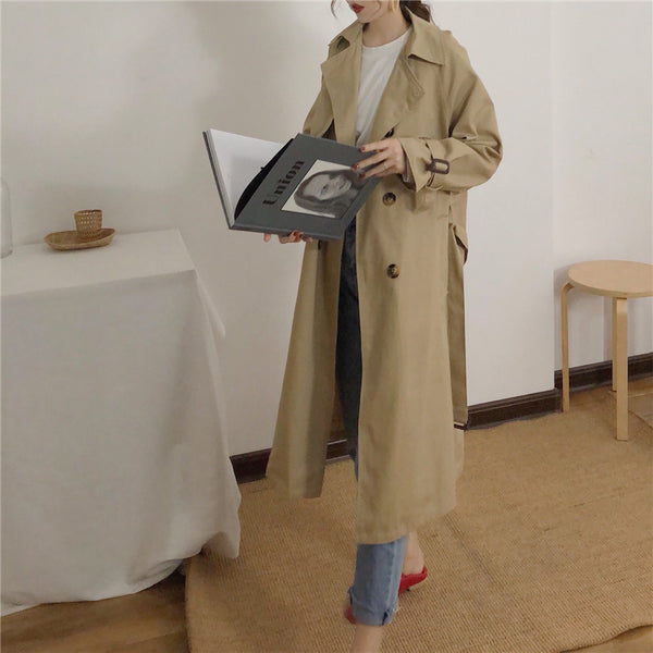 Gabardina con Cuello Ajustable de Cordones en Colores Sólidos