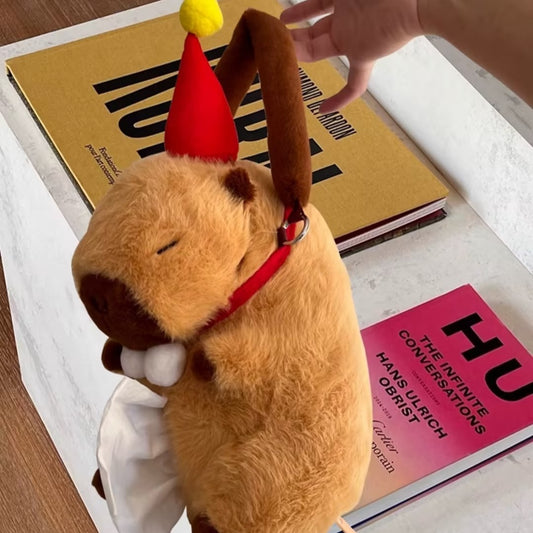 Bolsa Organizadora Peluche Capybara con Dispensador de Pañuelos