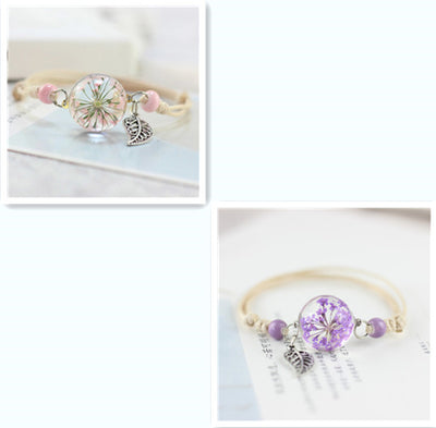 Pulsera Esfera de Cristal con Flores Secas - Diente de León y Estrellas - Image 41