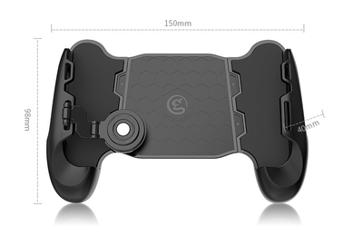 Rose gold mobile gaming controller with a joystick and trigger buttons, holding a smartphone displaying a game. - Image 9