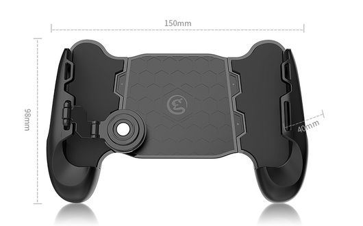 Rose gold mobile gaming controller with a joystick and trigger buttons, holding a smartphone displaying a game. - Image 9