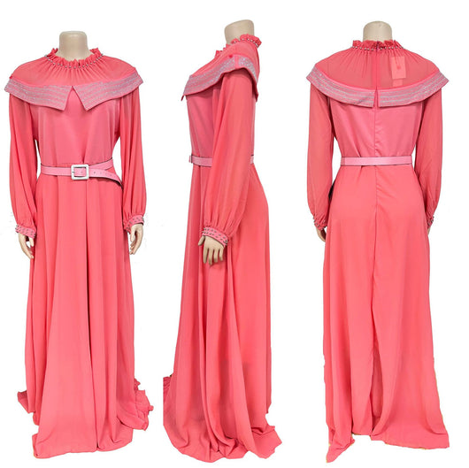 Vestido Africano Largo con Paneles de Chifón y Cinturón - Image 6