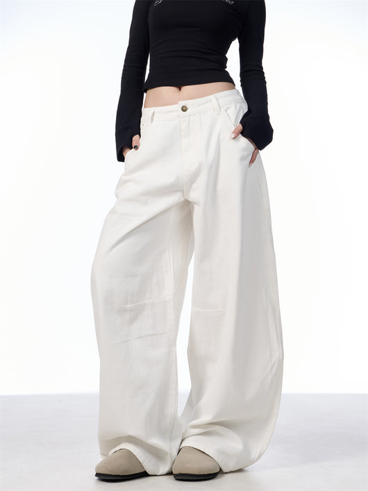 Pantalón Blanco Ancho de Pierna Recta Casual y Suelto - Image 19