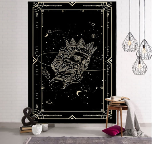 Tapiz de Tarot Witchcraft con Patrón Geométrico del Universo - Negro y Khaki - Image 6