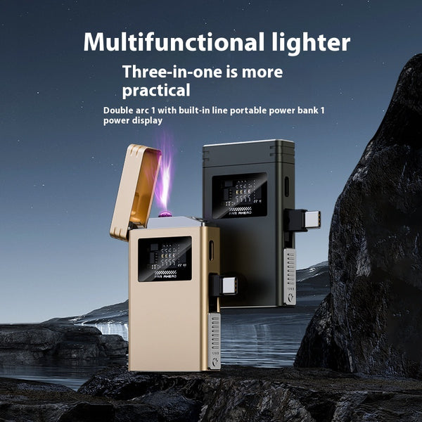 Encendedor Electrónico USB con Power Bank Dual - Diseño Metálico Premium