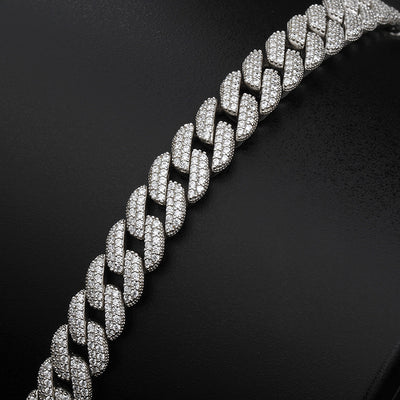 Pulsera de Plata Hip Hop con Diamantes y Circonia Cúbica Estilo Cubano - Image 5