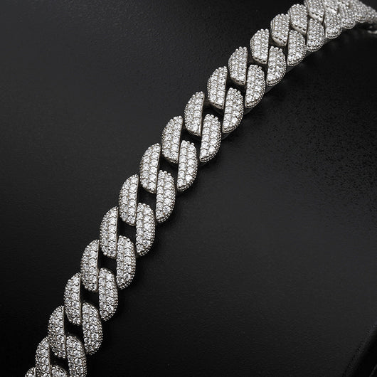 Pulsera de Plata Hip Hop con Diamantes y Circonia Cúbica Estilo Cubano - Image 5