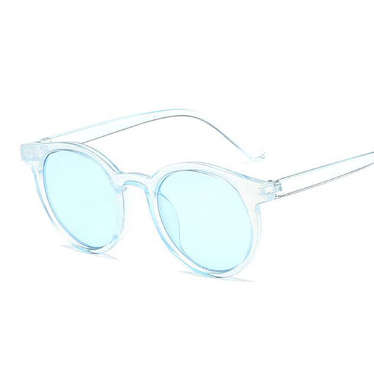 Cream retro round sunglasses with dark gray lenses, featuring a thick PC frame and UV400 protection. - Image 2