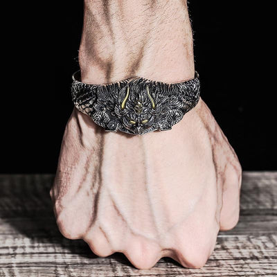 Pulsera de Plata Esterlina Ancha Retro para Hombre - Image 4