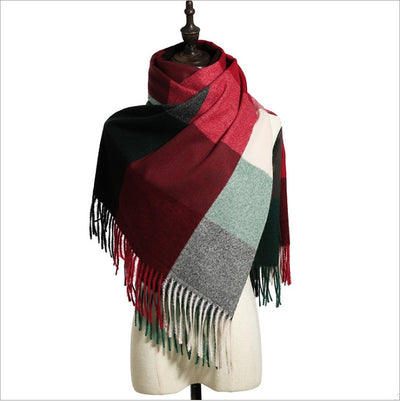 Bufanda Chal de Cashmere con Borlas - Abrigo Escocés Largo para Invierno - Image 24