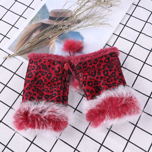 Guantes Mitones de Pelo de Conejo y Gamuza - Image 2