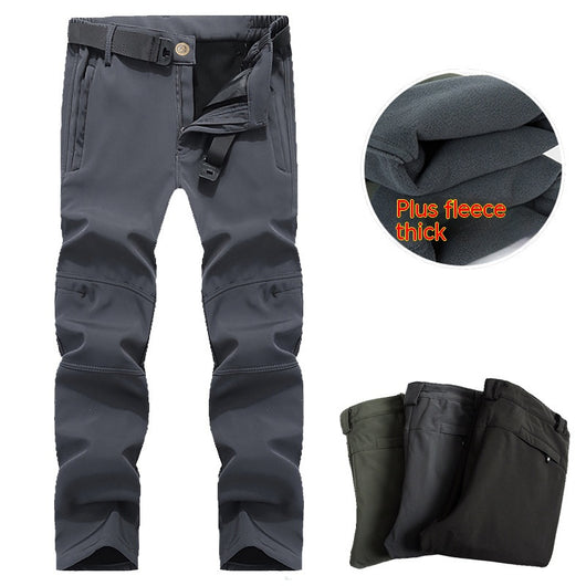 Pantalones Tácticos Soft Shell Hombre Talla Grande Forrados en Fleece para Senderismo - Image 3