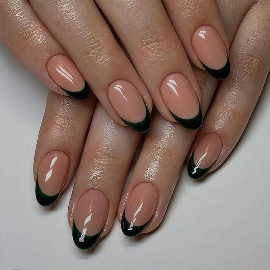 Uñas Postizas Francesas Negras - Set de 24 Piezas Multiusos