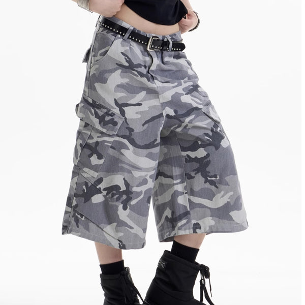 Pantalones Cargo Anchos Estilo Camuflaje Retro para Mujer