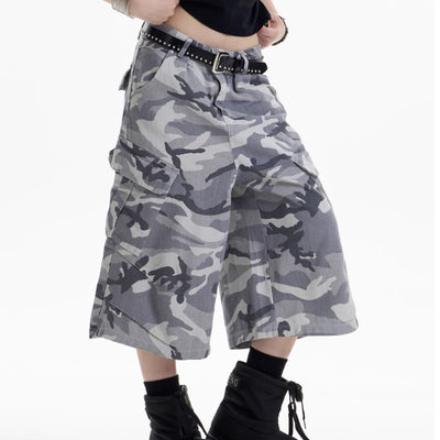 Pantalones Cargo Anchos Estilo Camuflaje Retro para Mujer