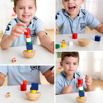 Juego de Equilibrio Hemisférico con Puzzle de Madera y Bolsa de Tela - Image 5
