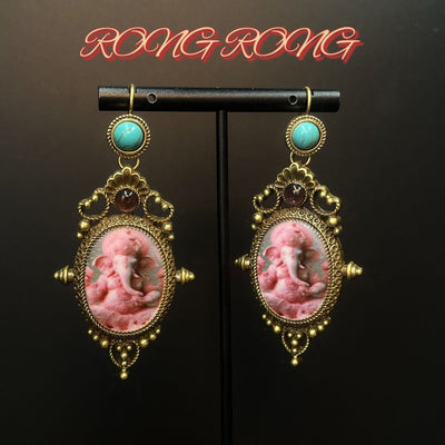 Aretes de Botón Elefante Retro Industrial Vintage - Image 2