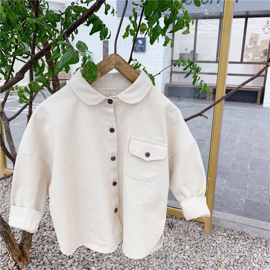 Blusa Infantil Estilo Coreano con Bordados para Otoño