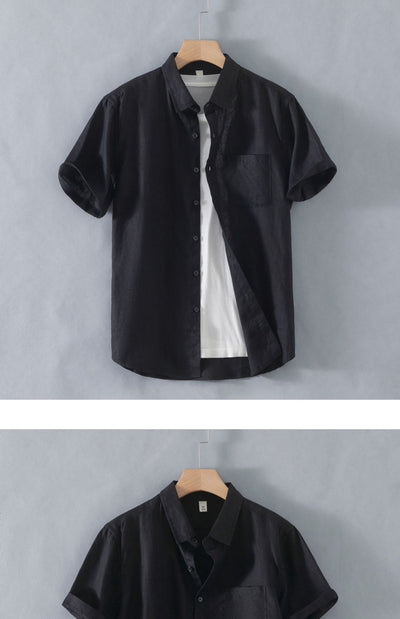 Camisa de Lino Suelta Manga Corta - Comodidad Casual - Image 19
