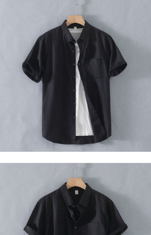 Camisa de Lino Suelta Manga Corta - Comodidad Casual - Image 19