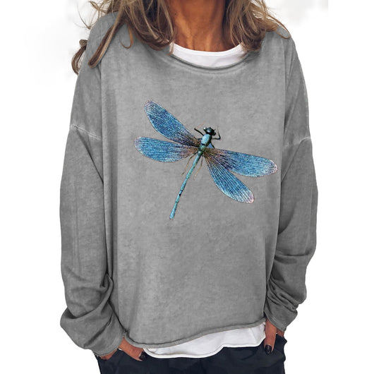 Sudadera Holgada con Estampado de Libélula - Suéter Casual Cómodo - Image 2