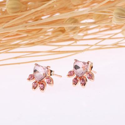 Aretes Huella de Perro Oro Rosa Pequeños para Mujer - Image 3
