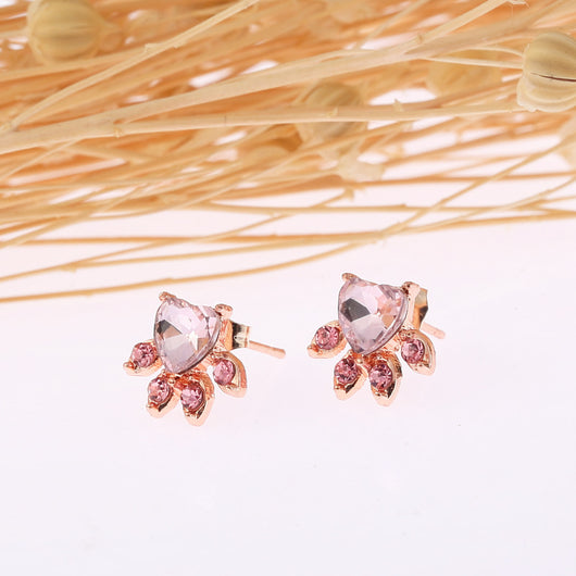 Aretes Huella de Perro Oro Rosa Pequeños para Mujer - Image 3