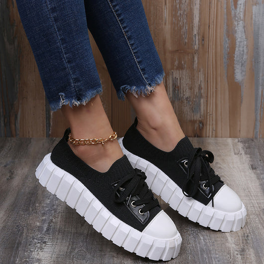 Zapatos Retro de Cordones con Punta Redonda para Mujer en Color Bisqué - Image 4