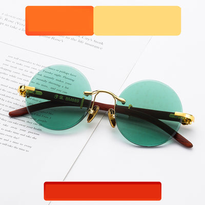 Gafas de Sol Verde Oscuro sin Marco con Detalles Elegantes - Image 8