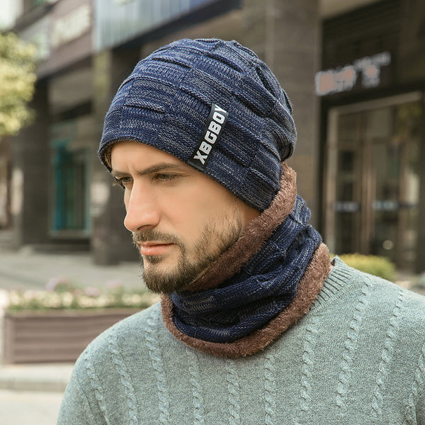 Juego de Cuello y Gorro de Punto en Terciopelo