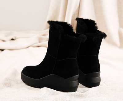 Botas de Nieve Forradas para Mujer - Diseño Coreano Elevado con Suela Acolchada - Image 4