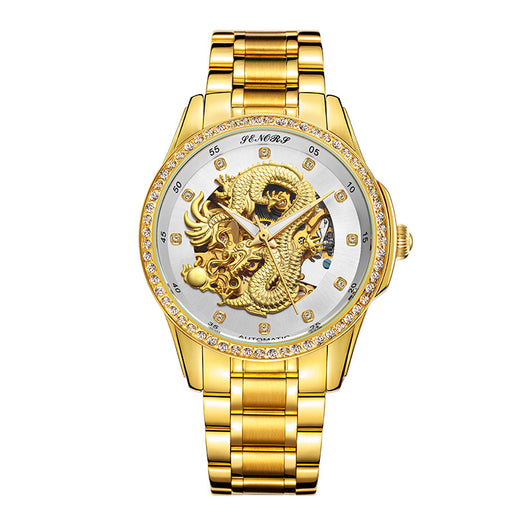 Reloj para Hombre con Dragón Dorado en Relieve