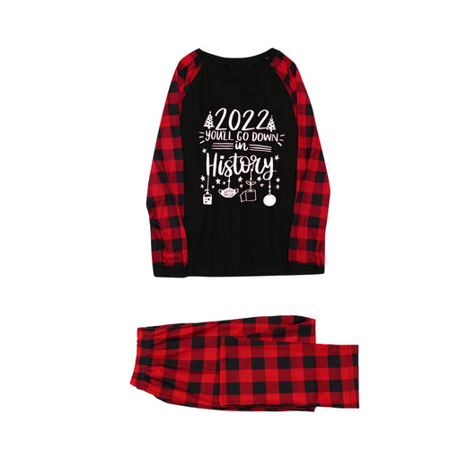White long-sleeve pajama top with "wild one" graphic and red and black plaid pants. - Image 10