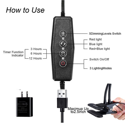Luz LED de Cultivo con Control de Intensidad y Temporizador USB - Image 4