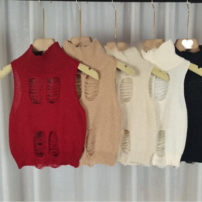 Chaleco Tejido Cuello Alto con Cutouts Adelgazante para Mujer - Image 15