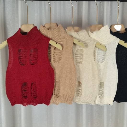 Chaleco Tejido Cuello Alto con Cutouts Adelgazante para Mujer - Image 15