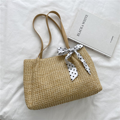 Bolso Tote Tejido con Cadena y Pañuelo Convertible - Image 3