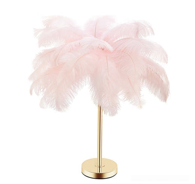 Lámpara Nocturna USB con Plumas de Avestruz Natural - Luz Ambiente para Dormitorio - Image 5