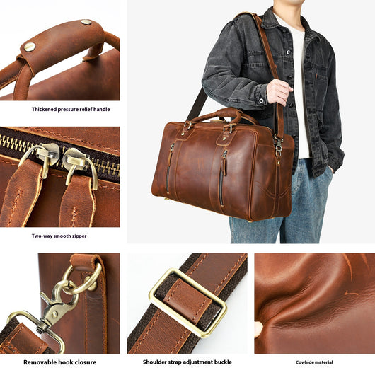 Bolsa de Viaje Retro en Cuero Genuino para Hombre - Image 10