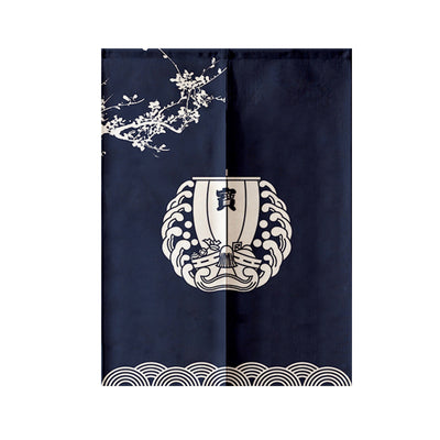 Red fabric door curtain with white polka dots and a repeating pattern of a lucky cat holding a gold coin, surrounded by flowers. - Image 20
