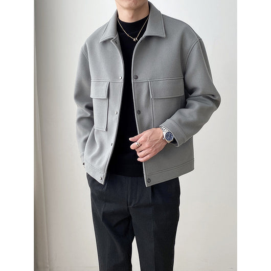 Abrigo de Lana Suelta con Solapa - Chaqueta Casual para Hombre - Image 3