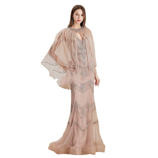 Vestido Sirena Elegante para Dama con Chal - Image 8